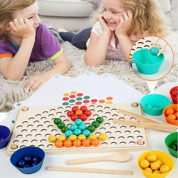 Rainbow Clip Beads Game Puzzle Early Education Toy