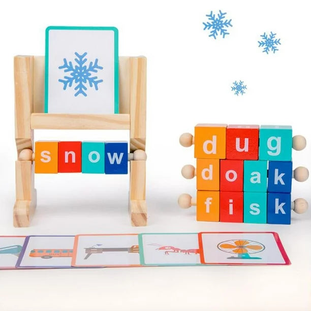 Wood Blocks Spelling Game Flash Cards