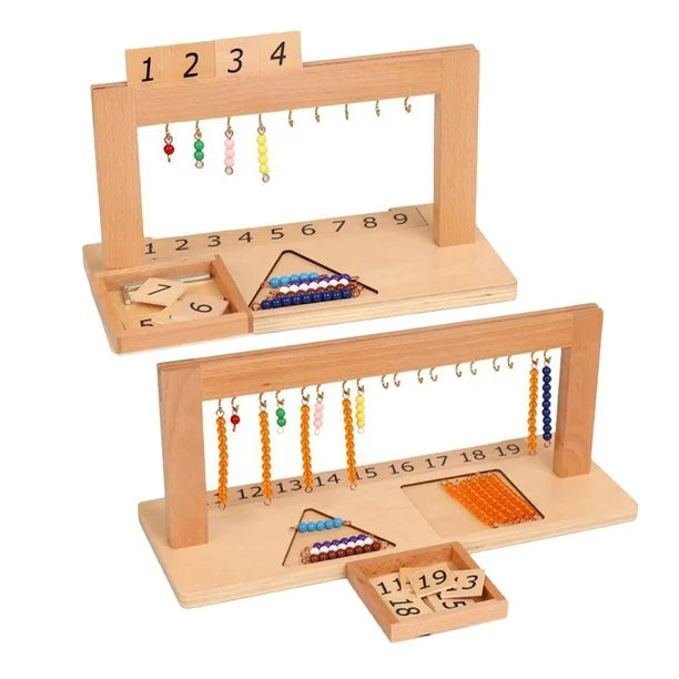 Wooden Montessori Hanger Math Calculating Color Cognition 1-19 Numbers