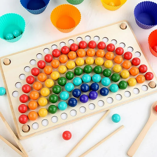 Rainbow Clip Beads Game Puzzle Early Education Toy