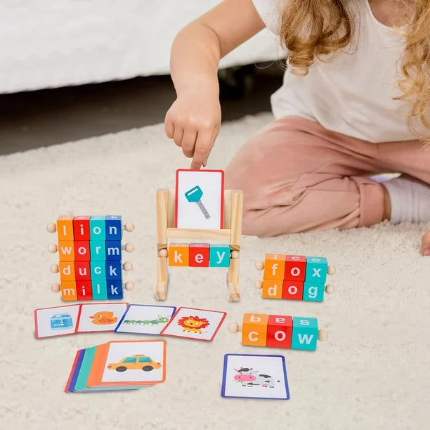 Wood Blocks Spelling Game Flash Cards