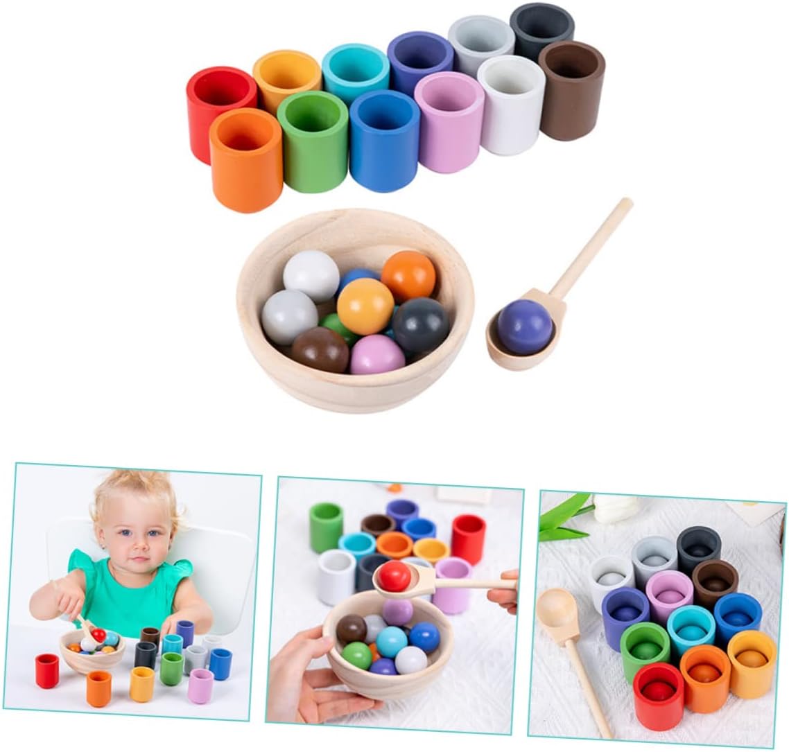 Wooden ball sorter educational toy colorful setup
