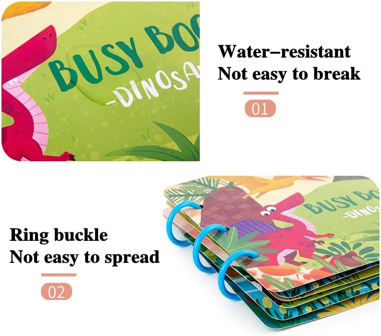 Montessori busy book board paper pages with velcro and colorful designs