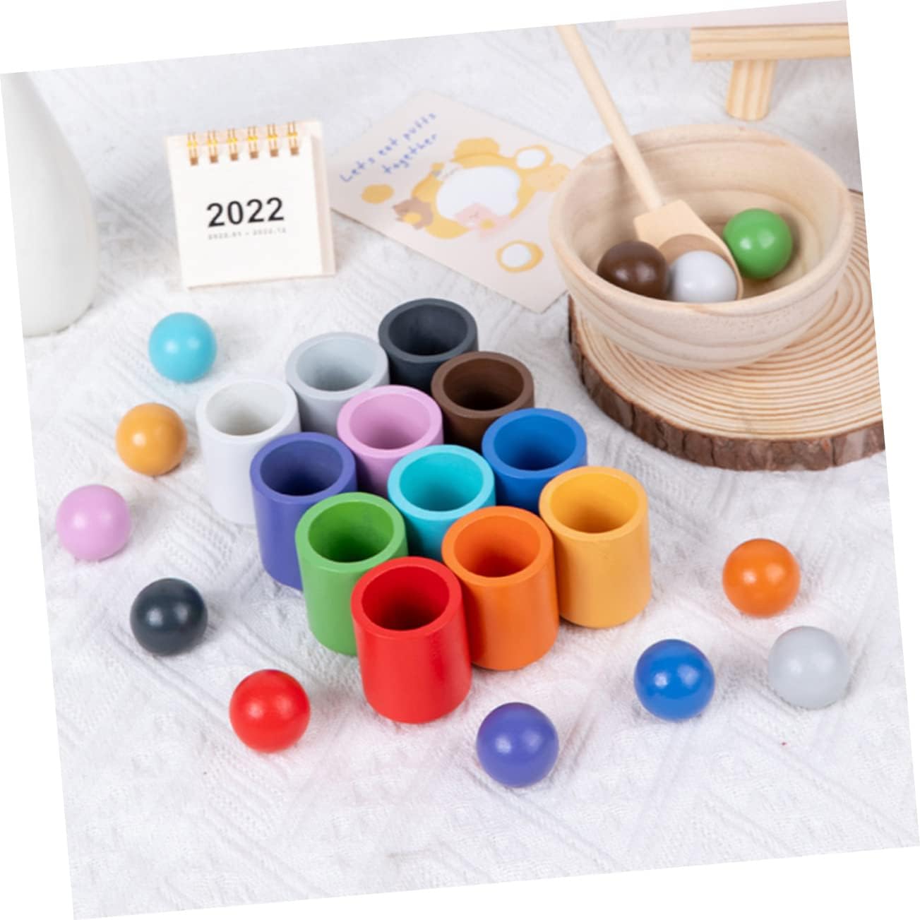 Balls and Cup - Wooden Sorter and Counting Game - Preschool Learning