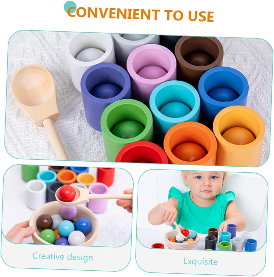 Balls and Cup - Wooden Sorter and Counting Game - Preschool Learning