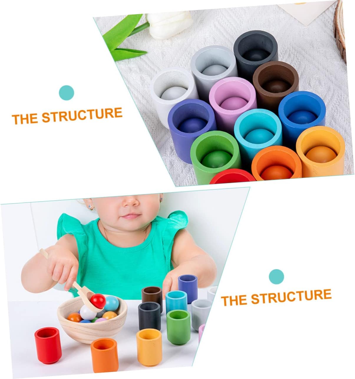 Balls and Cup - Wooden Sorter and Counting Game - Preschool Learning