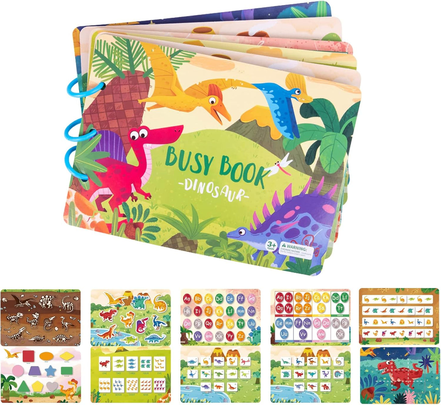Montessori busy book board paper pages with velcro and colorful designs