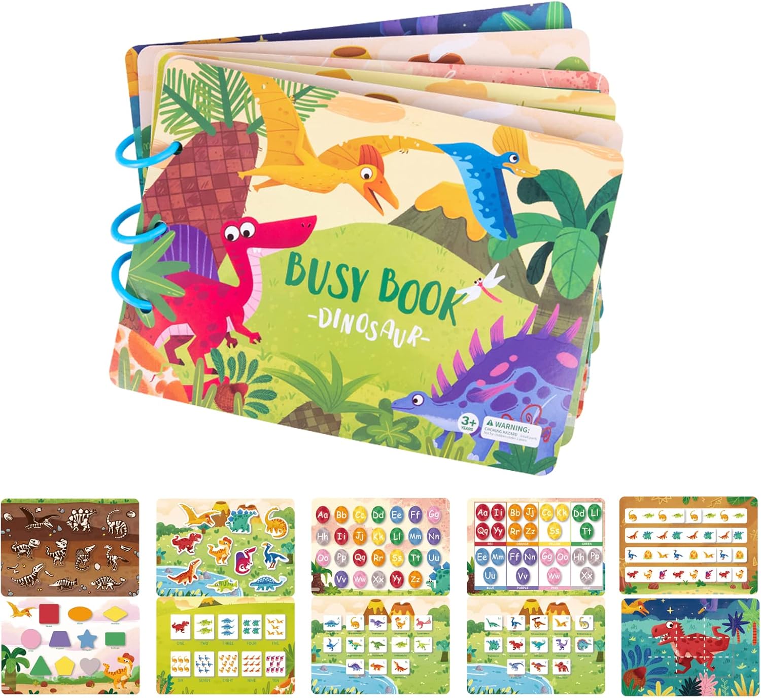 Montessori busy book board paper pages with velcro and colorful designs