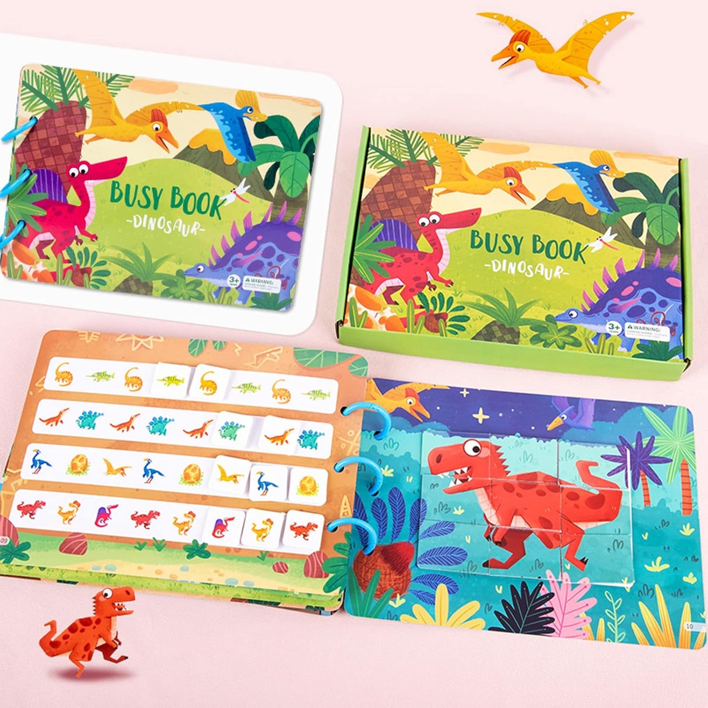Montessori busy book board paper pages with velcro and colorful designs