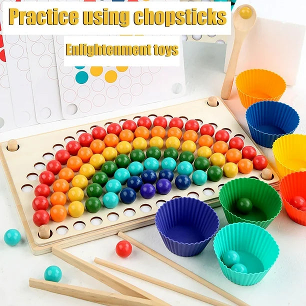 Rainbow Clip Beads Game Puzzle Early Education Toy