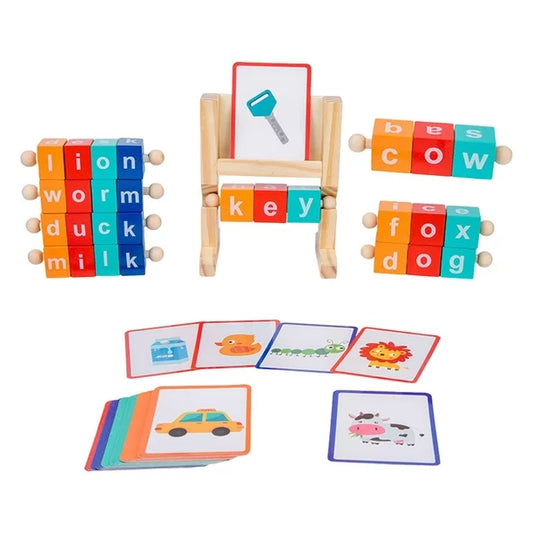 Wood Blocks Spelling Game Flash Cards