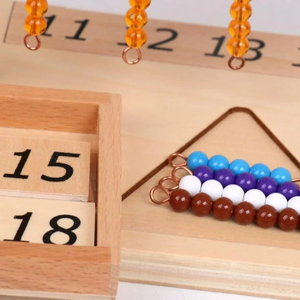 Wooden Montessori Hanger Math Calculating Color Cognition 1-19 Numbers