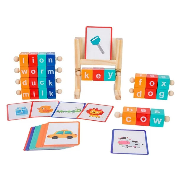Wood Blocks Spelling Game Flash Cards
