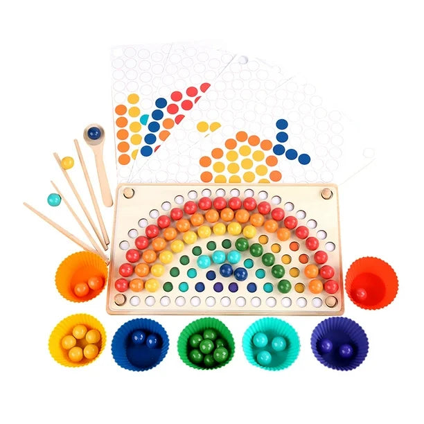 Rainbow Clip Beads Game Puzzle Early Education Toy