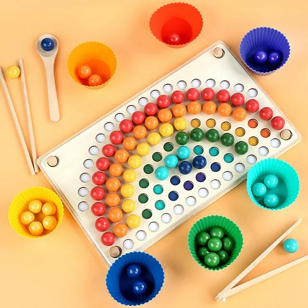 Rainbow Clip Beads Game Puzzle Early Education Toy