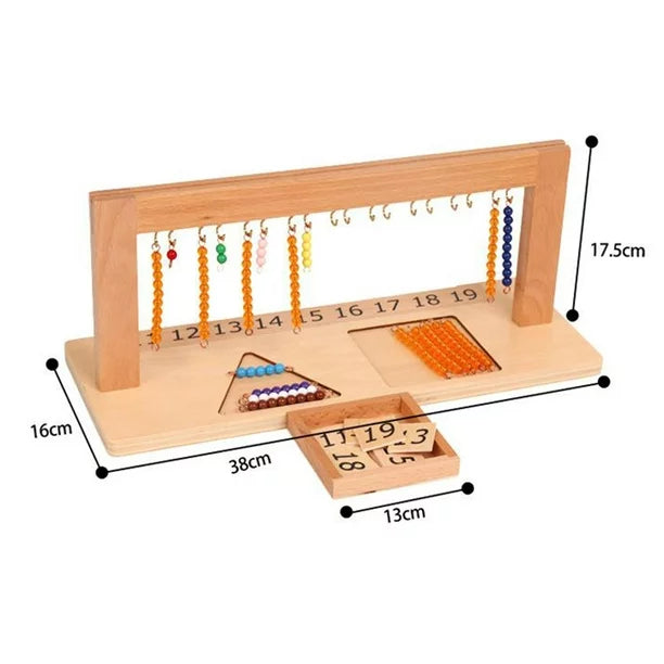 Wooden Montessori Hanger Math Calculating Color Cognition 1-19 Numbers
