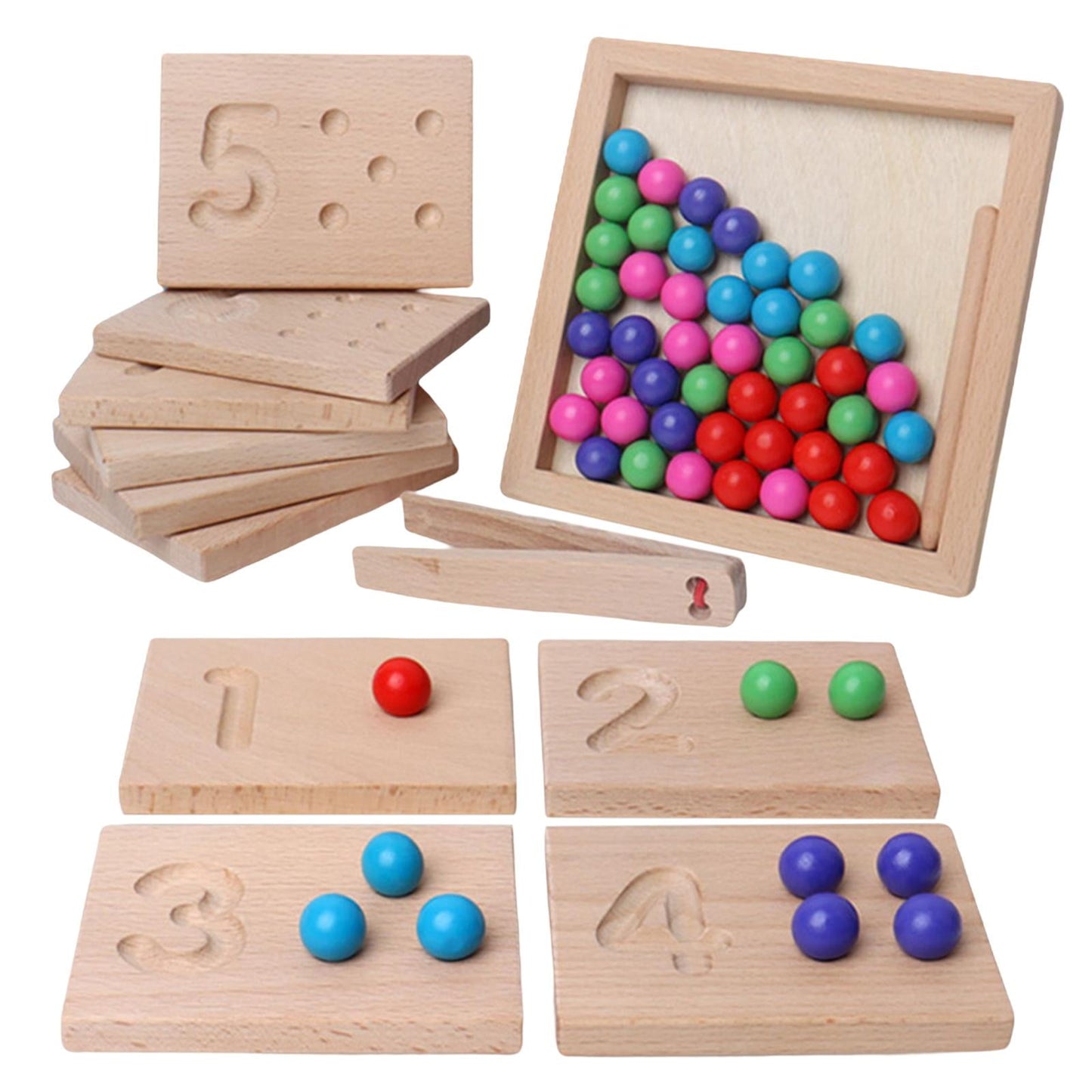 Montessori Counting Tracing Clip Beads Board