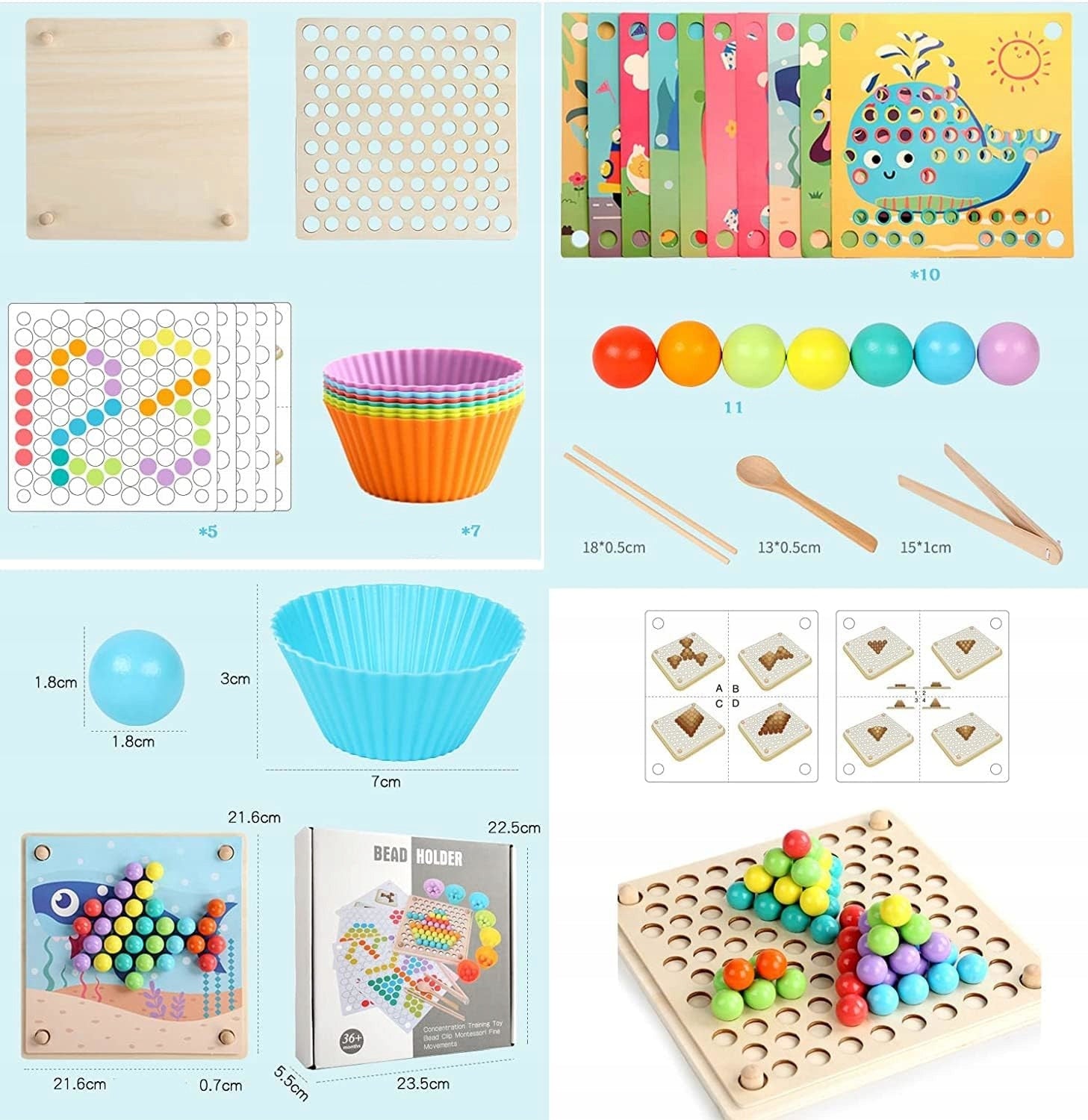 Child arranging bead clips for counting activity