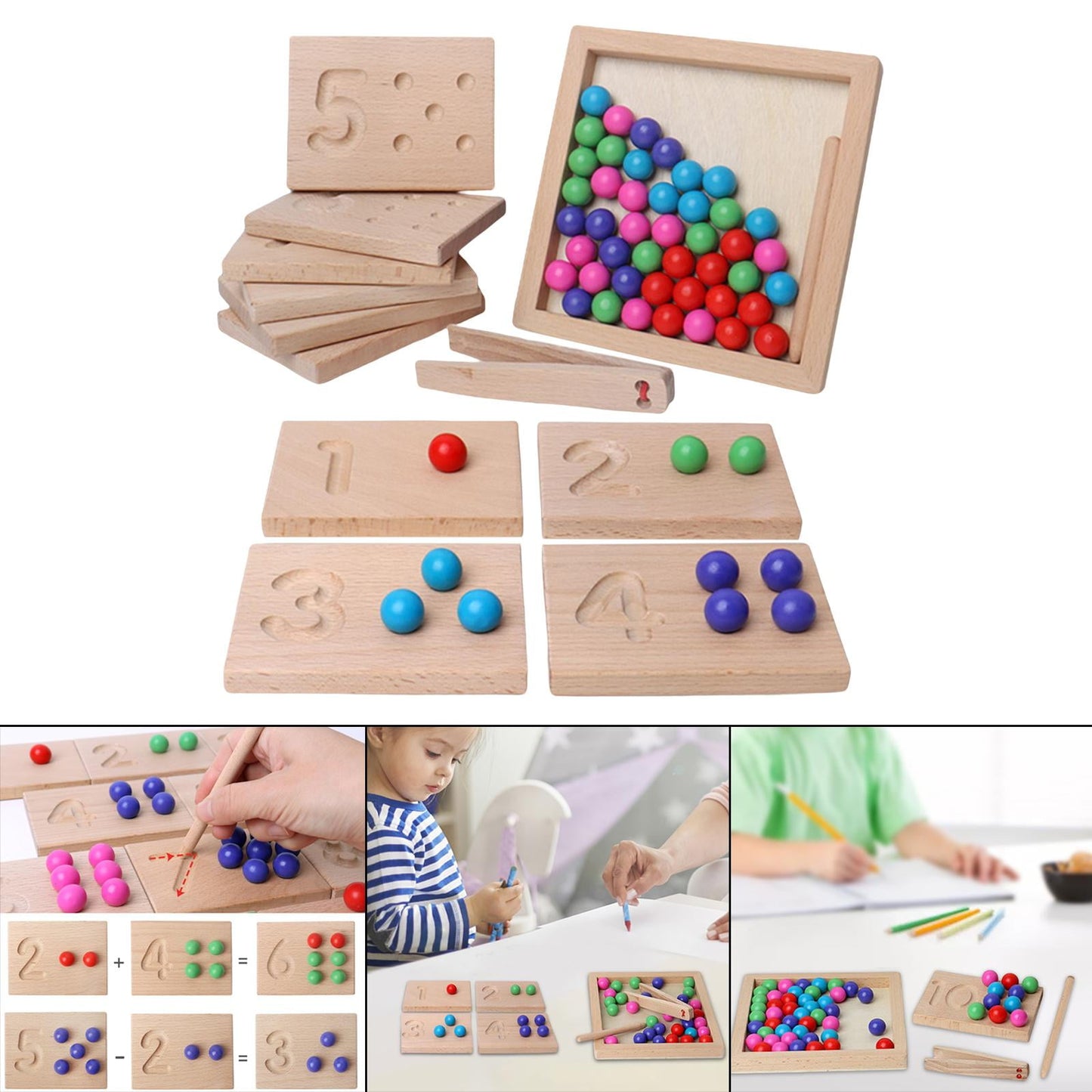 Montessori Counting Tracing Clip Beads Board