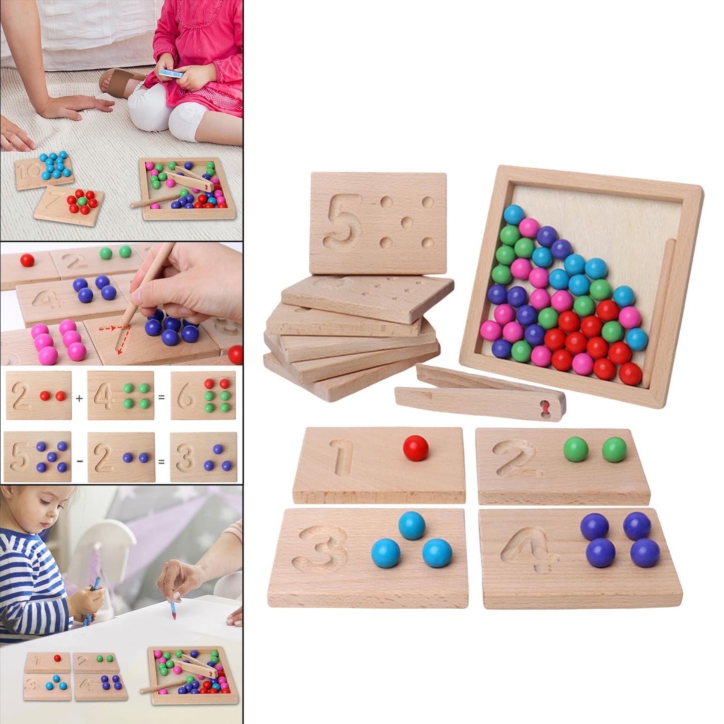 Montessori Counting Tracing Clip Beads Board