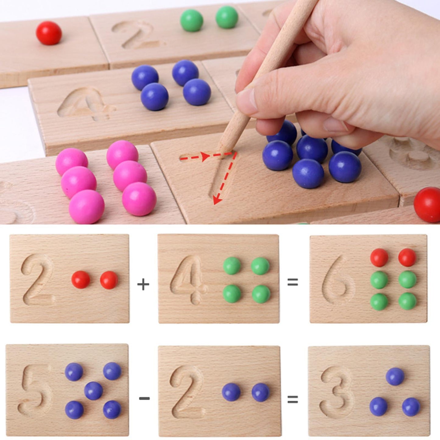 Montessori Counting Tracing Clip Beads Board