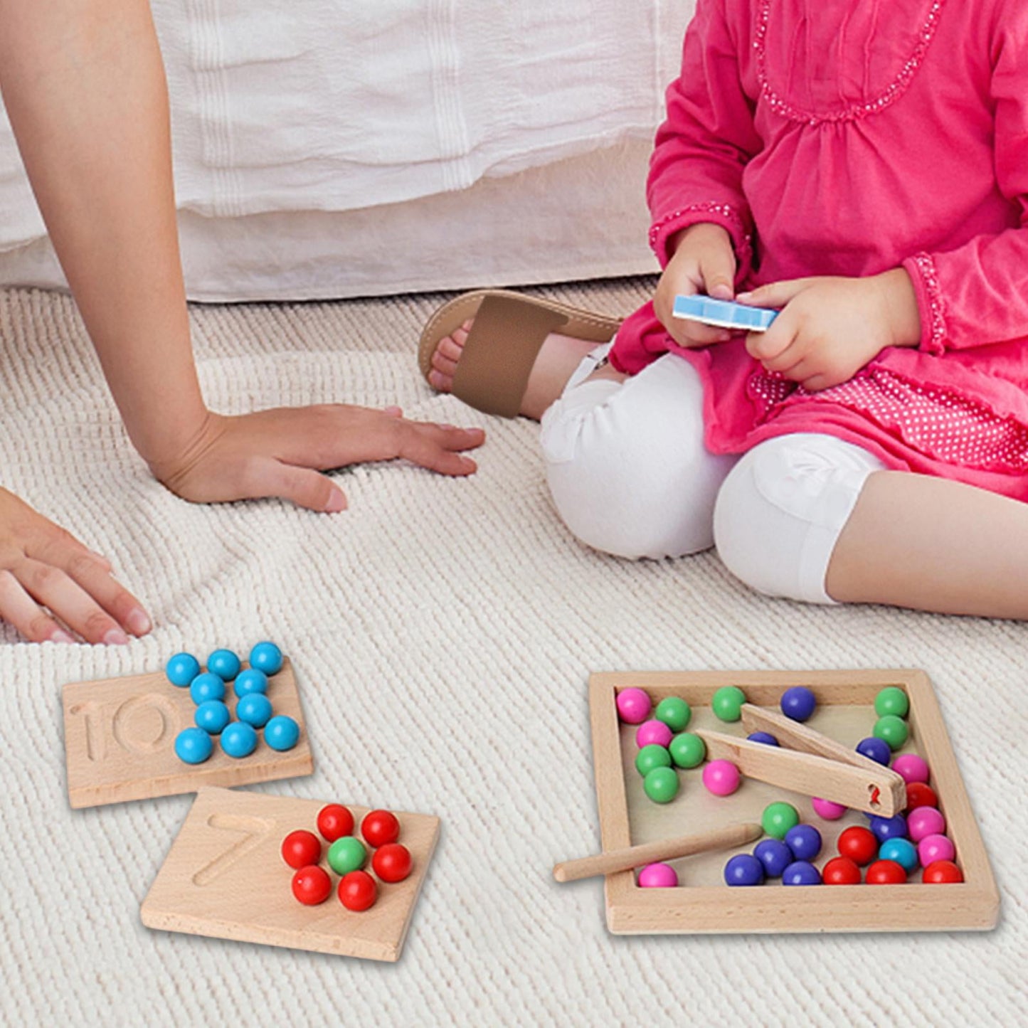 Montessori Counting Tracing Clip Beads Board