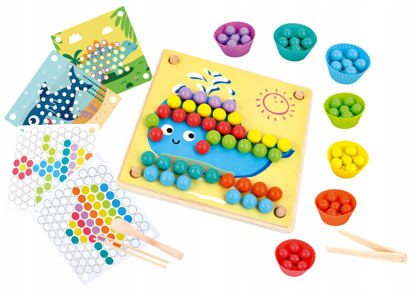 Child arranging bead clips for counting activity
