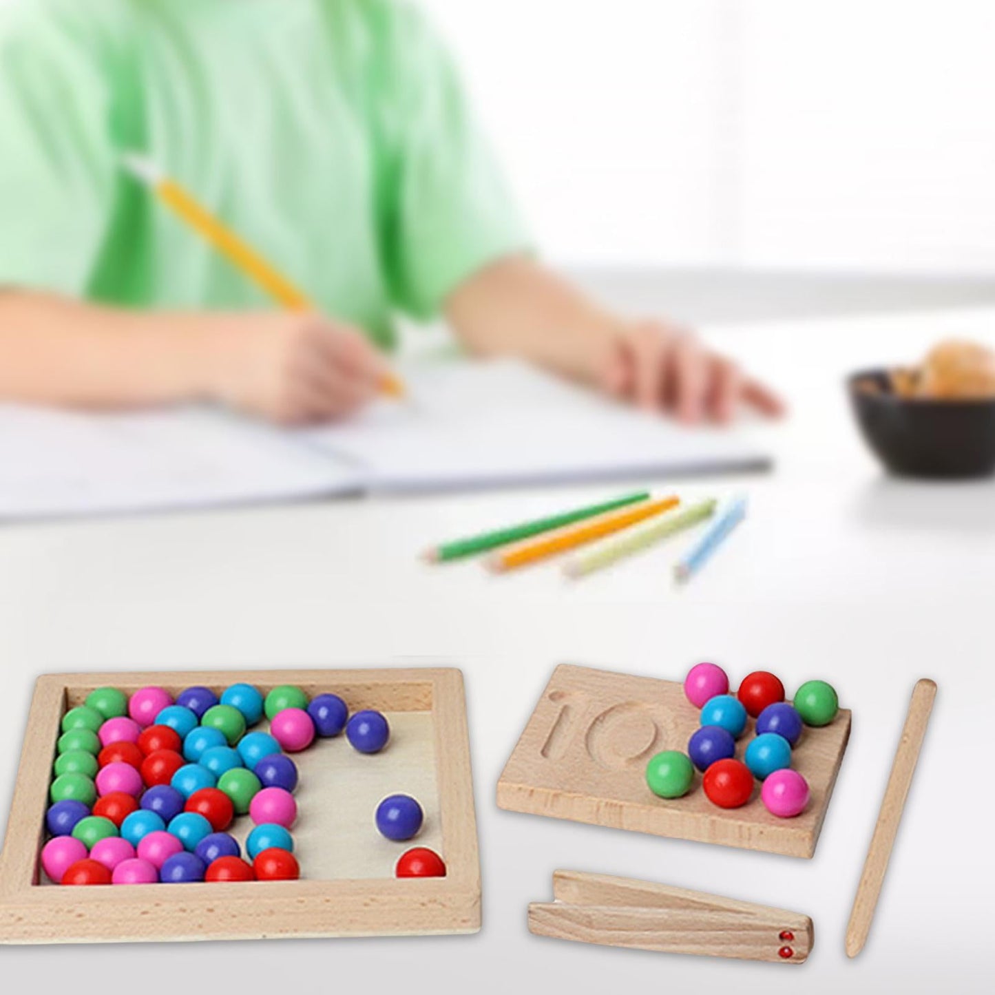 Montessori Counting Tracing Clip Beads Board