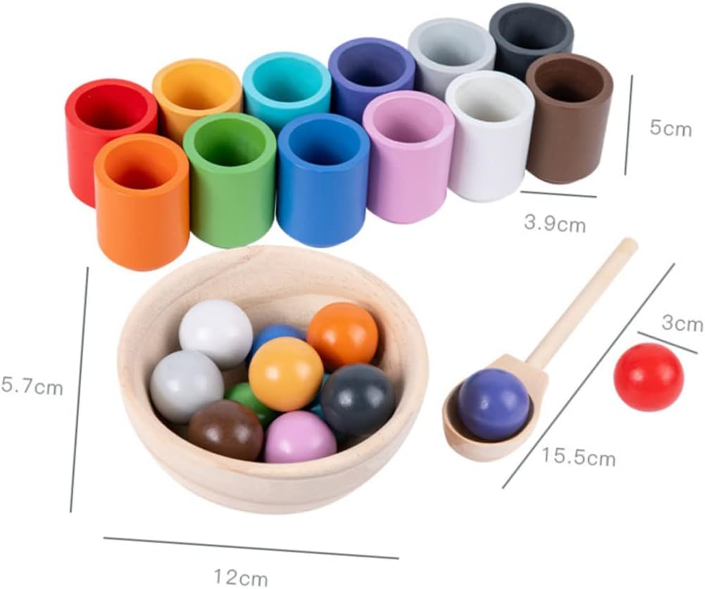 Balls and Cup - Wooden Sorter and Counting Game - Preschool Learning