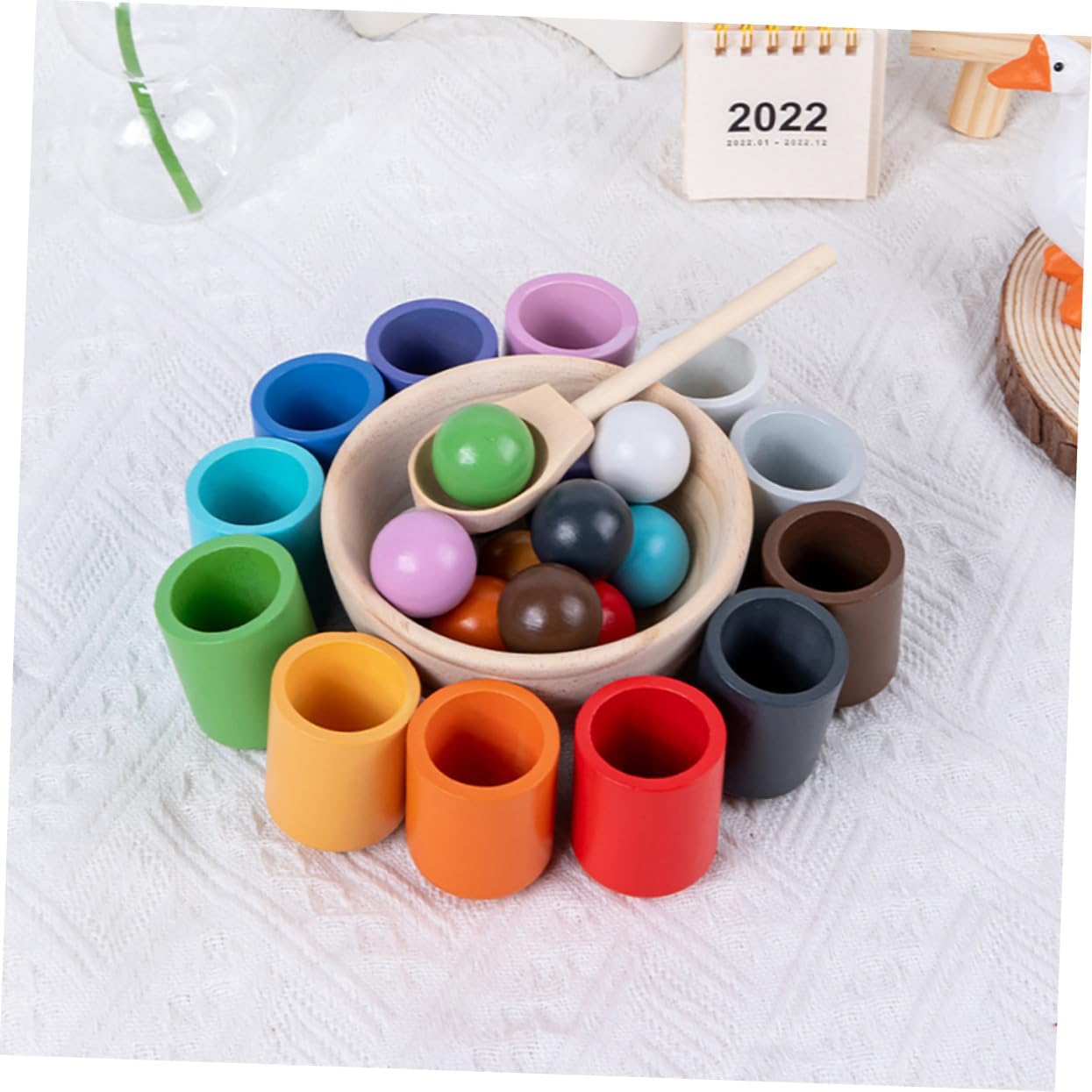 Balls and Cup - Wooden Sorter and Counting Game - Preschool Learning