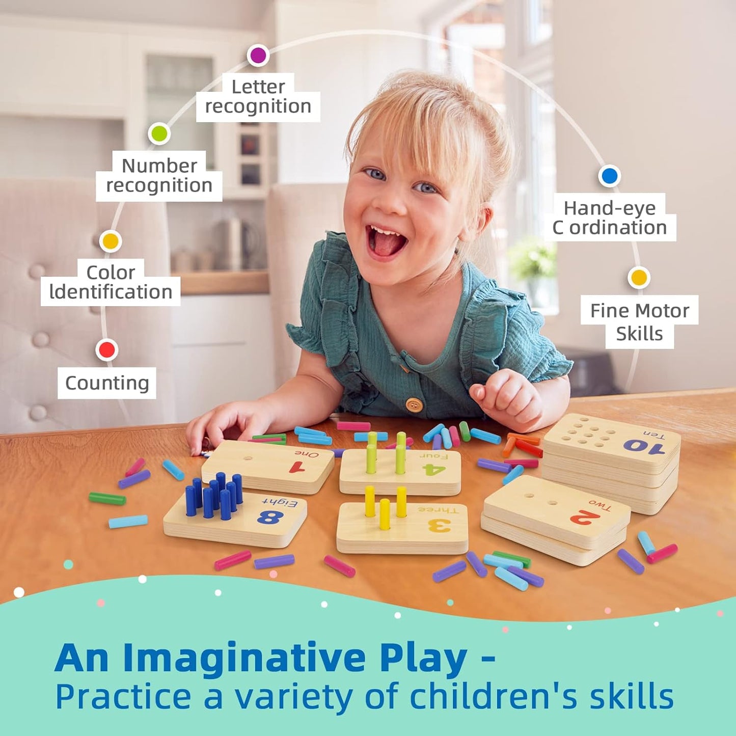 Wooden Number Peg Board